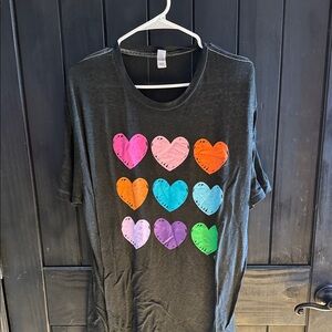 Heart Patterned Black Women's Short Sleeve Tee